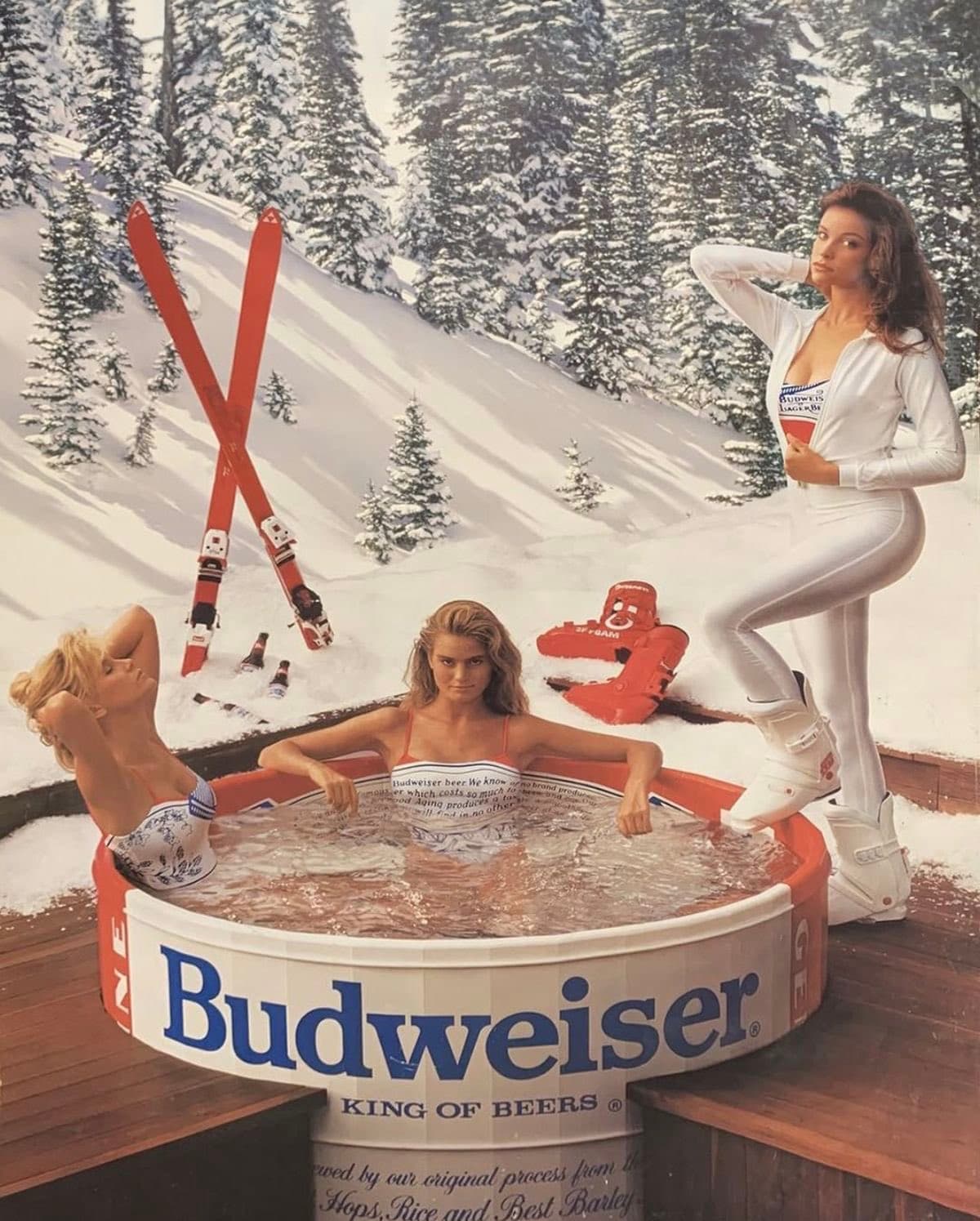 Vintage Budweiser ad in a social context.