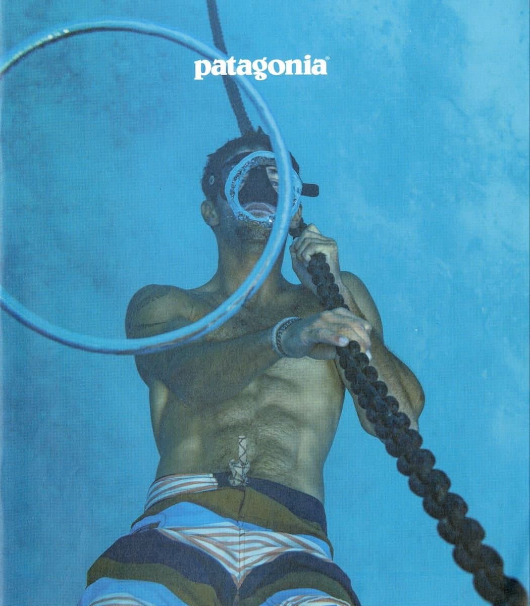 Patagonia ad in an outdoor setting.