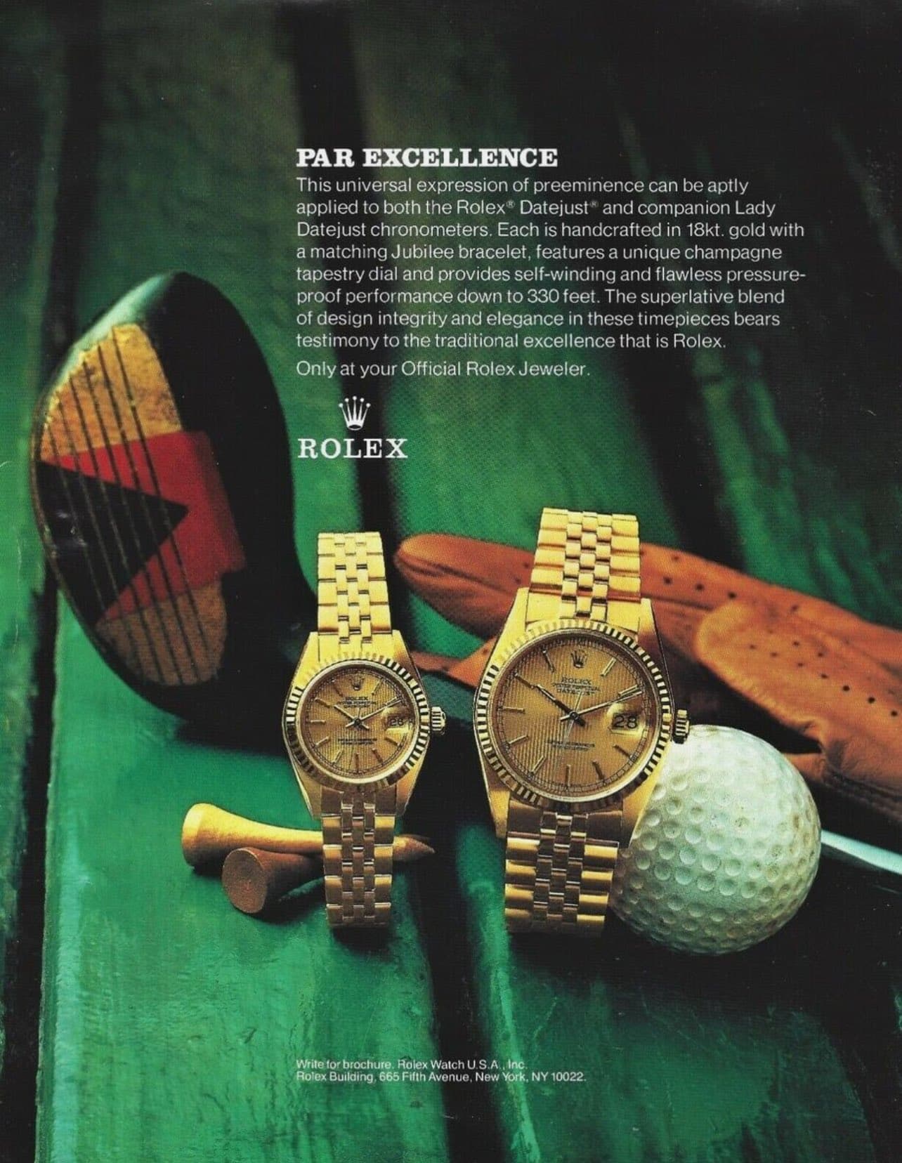 Rolex Datejust ad with headline 'Par Excellence'.