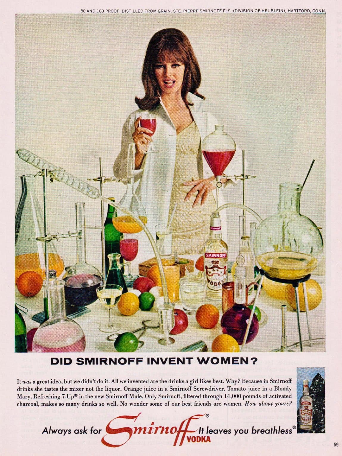 Smirnoff ad referencing alcohol proof.