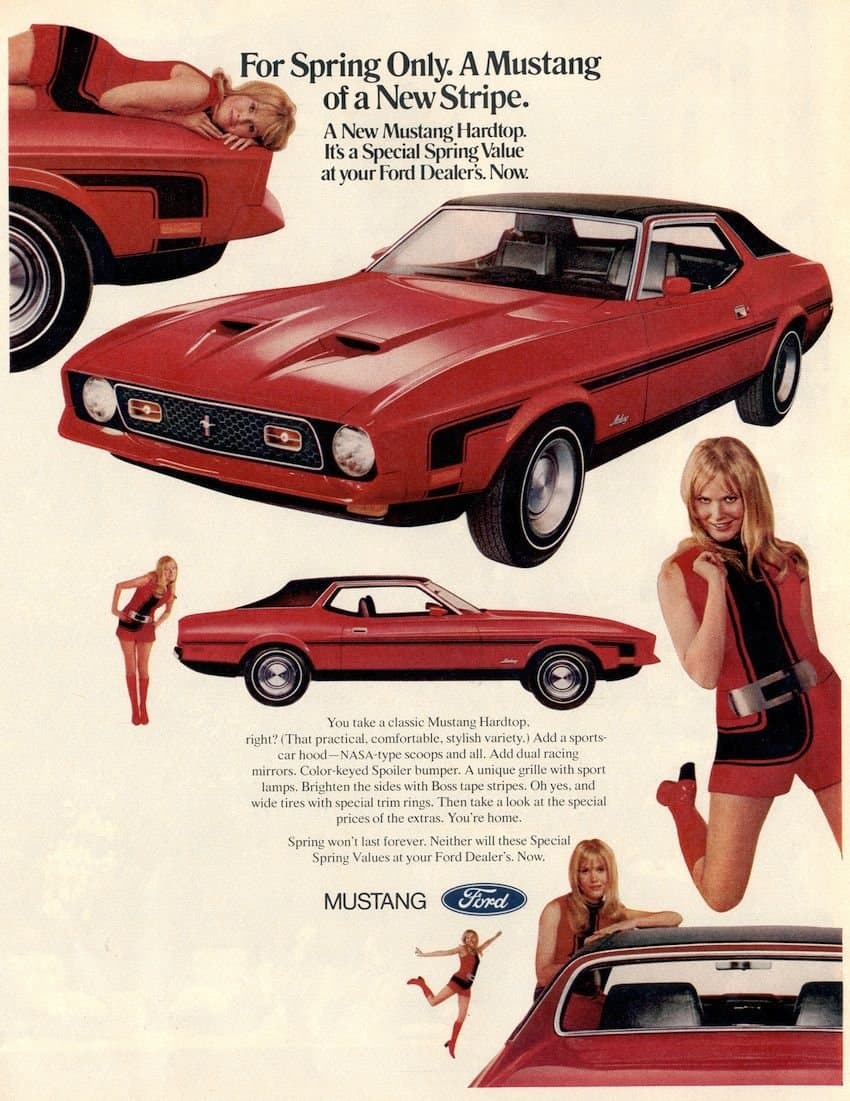 Vintage Ford Mustang ad.